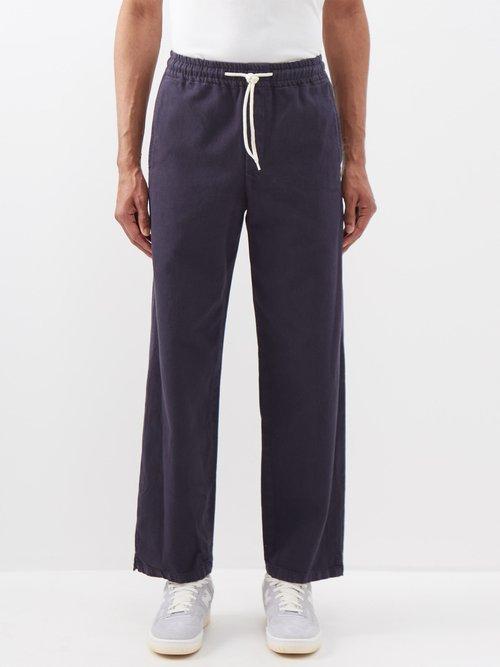 A.p.c. - Vincent Drawstring-waist Cotton-twill Trousers - Mens - Navy