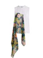 Msgm Floral-print Asymmetric-draped Top