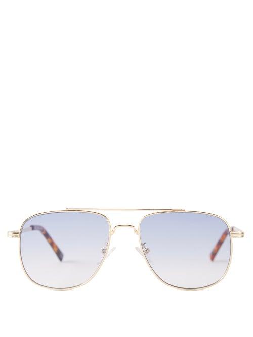 Le Specs - The Charmer Aviator Metal Sunglasses - Womens - Gold Blue