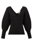 Matchesfashion.com Mara Hoffman - Olla V-neck Organic Cotton-blend Sweater - Womens - Black