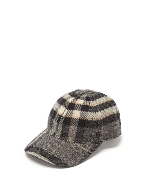 Totme - Check Wool Baseball Cap - Womens - Grey Multi