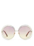 Ladies Accessories Chlo - Carlina Oversized Round Metal Sunglasses - Womens - Gold