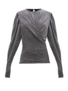 Matchesfashion.com Isabel Marant - Weylin Draped Knitted Lurex Blouse - Womens - Black Silver