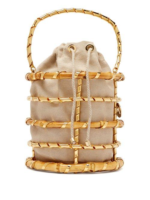 Matchesfashion.com Rosantica By Michela Panero - Julian Bamboo Frame Bucket Bag - Womens - Beige Multi