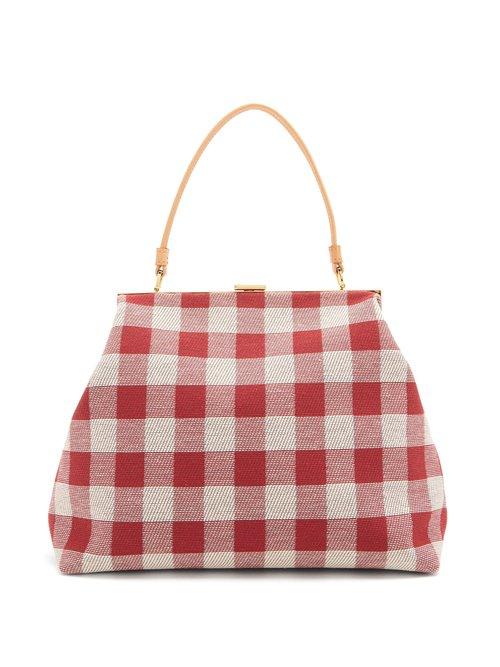 Matchesfashion.com Mansur Gavriel - Checker Elegant Top Handle Canvas Bag - Womens - Red Multi
