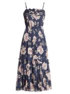 Matchesfashion.com Rebecca Taylor - Magnolia Floral Print Silk Blend Dress - Womens - Navy Multi