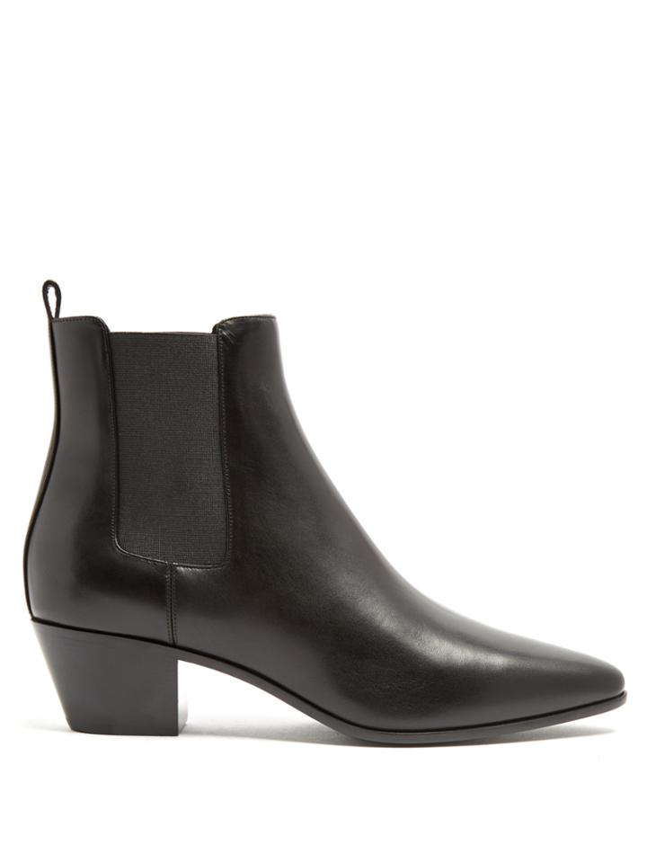 Saint Laurent Rock Cuban-heel Leather Chelsea Boots