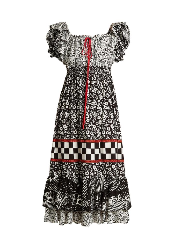 Blue Roses Cecilia Ruffled Crepe Dress