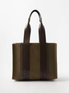 Chlo - Woody Medium Linen-canvas Tote Bag - Womens - Dark Green