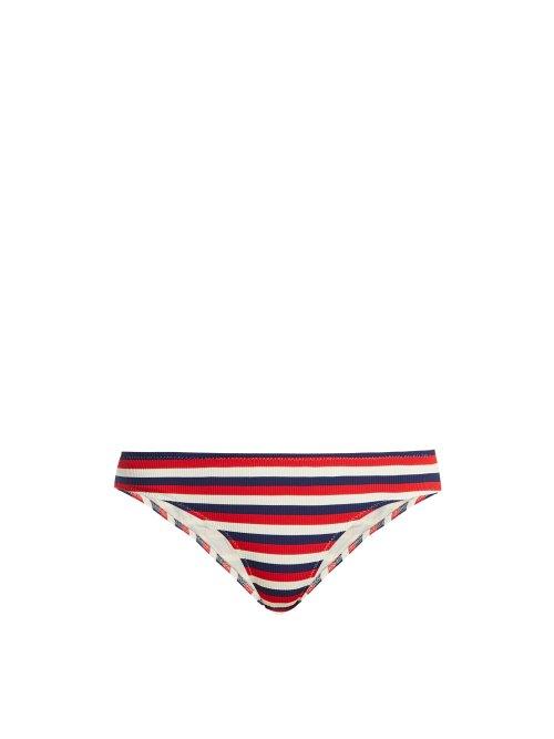 Matchesfashion.com Solid & Striped - The Elle Ribbed Bikini Briefs - Womens - Red Stripe