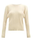 Matchesfashion.com Pleats Please Issey Miyake - Round-neck Technical-pleated Top - Womens - Ivory