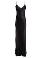 Nili Lotan V-neck Raw-hem Silk-satin Dress