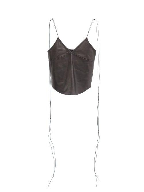 Ladies Rtw Petar Petrov - Colby Knotted-strap Leather Cami Top - Womens - Black
