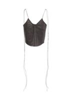 Ladies Rtw Petar Petrov - Colby Knotted-strap Leather Cami Top - Womens - Black