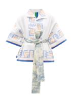 Ladies Rtw Rianna + Nina - Kendima Sash-waist Vintage Cotton-twill Top - Womens - Multi