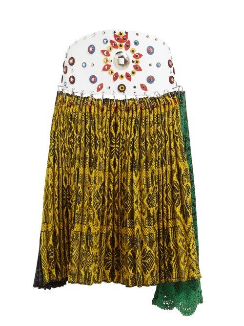 Matchesfashion.com Chopova Lowena - Pleated Tapestry Wool Blend Midi Skirt - Womens - Multi