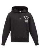Matchesfashion.com Ami - Logo-appliqu Cotton Hooded Sweatshirt - Mens - Black