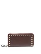 Valentino Rockstud Zip-around Leather Wallet
