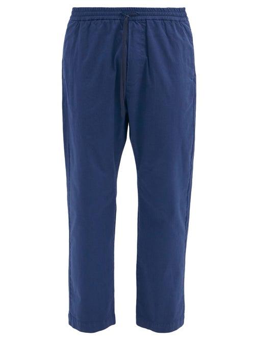 Matchesfashion.com Barena Venezia - Bativoga Drawstring-waist Cotton-blend Trousers - Mens - Navy