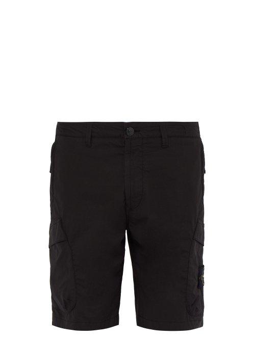 Matchesfashion.com Stone Island - Logo Patch Cotton Blend Cargo Shorts - Mens - Black