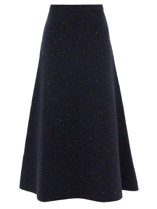 Gabriela Hearst - Eden Flared Mlange-cashmere Skirt - Womens - Black Multi