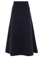 Gabriela Hearst - Eden Flared Mlange-cashmere Skirt - Womens - Black Multi