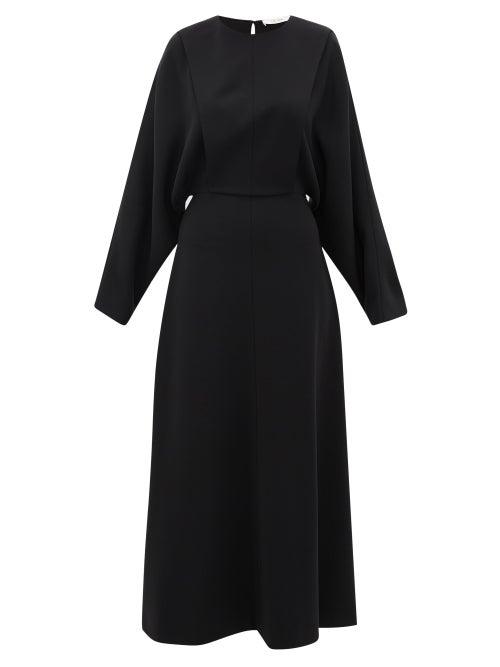 Matchesfashion.com The Row - Cobai Panelled Silk And Crepe Maxi Dress - Womens - Black