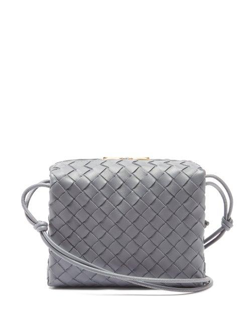 Bottega Veneta - Loop Small Intrecciato-leather Cross-body Bag - Womens - Grey