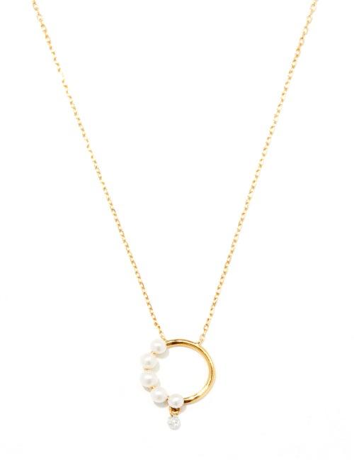 Matchesfashion.com Persee - Diamond, Pearl & 18kt Gold Pendant Necklace - Womens - Yellow Gold