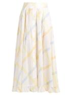 Matchesfashion.com Thierry Colson - Romane Stripe Print Cotton Voile Skirt - Womens - Yellow Multi