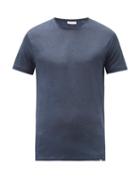Mens Rtw Orlebar Brown - Round-neck Linen T-shirt - Mens - Navy