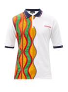Matchesfashion.com Ahluwalia - Beaded Recycled Organic-cotton Piqu Polo Shirt - Mens - White Multi