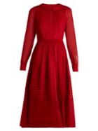Valentino Long-sleeved Pleated Cotton-organza Dress