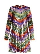 Sara Battaglia Chevron-striped Sequin-embellished Mini Dress