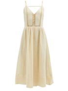 Zeus + Dione - Ione Cord-strap Linen-blend Gauze Dress - Womens - Gold