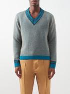 Wales Bonner - Chorus V-neck Cashmere-blend Sweater - Mens - Green Brown