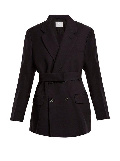 Matchesfashion.com Toga - Double Breasted Wool Twill Jacket - Womens - Navy
