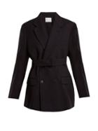 Matchesfashion.com Toga - Double Breasted Wool Twill Jacket - Womens - Navy