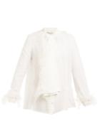 Christopher Kane Tie-neck Feather-embellished Silk Blouse
