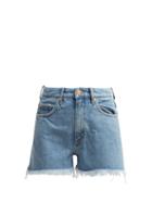 Matchesfashion.com M.i.h Jeans - Halsy Frayed Denim Shorts - Womens - Denim