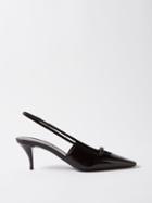 Saint Laurent - Blade 60 Crystal-buckle Patent-leather Pumps - Womens - Black