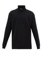 Matchesfashion.com Vetements - Collar Embroidered Roll Neck Jersey Top - Mens - Black