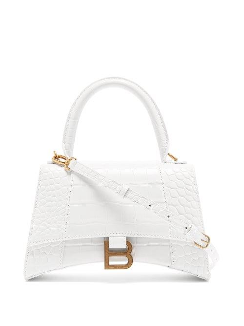 Balenciaga - Hourglass Small Crocodile-effect Leather Bag - Womens - White