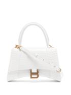 Balenciaga - Hourglass Small Crocodile-effect Leather Bag - Womens - White
