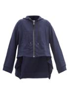 Matchesfashion.com Loewe - Zipped Wool-blend Jersey Hooded Sweatshirt - Womens - Navy