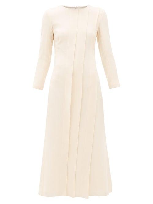Matchesfashion.com Carl Kapp - Pionus Panelled Wool Crepe Midi Dress - Womens - Cream