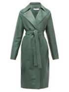 Matchesfashion.com Ins & Marchal - Gustave Notch-lapel Belted Leather Coat - Womens - Dark Green
