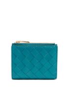 Matchesfashion.com Bottega Veneta - Intrecciato-leather Zipped Wallet - Womens - Blue