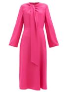 Matchesfashion.com Valentino - Tie-neck Cady Midi Dress - Womens - Pink
