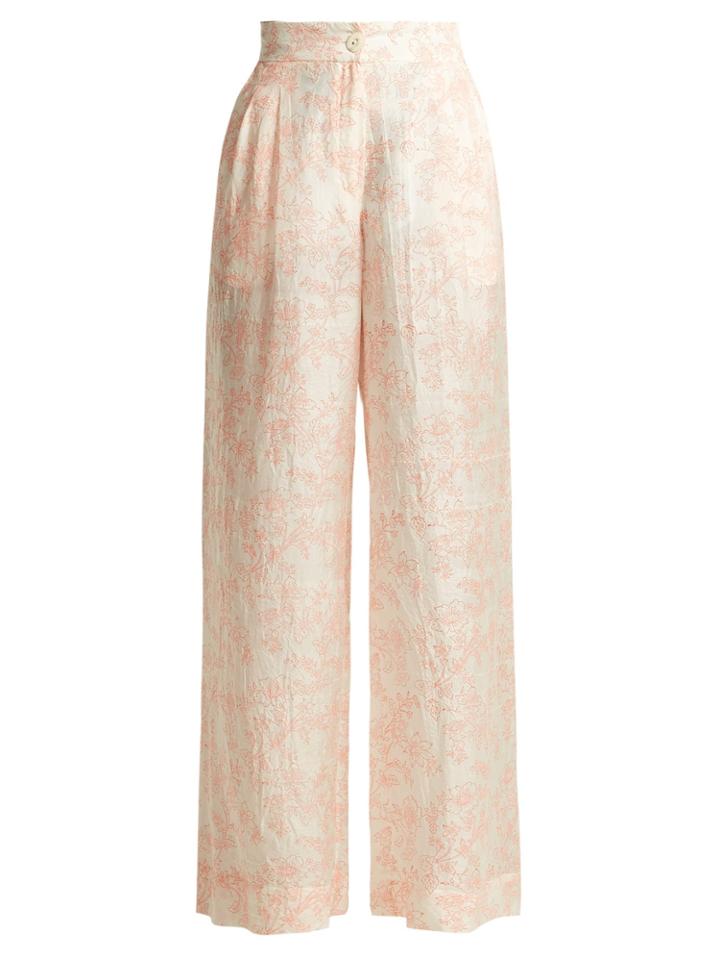 Thierry Colson Loulou Wide-leg Floral-print Silk Trousers